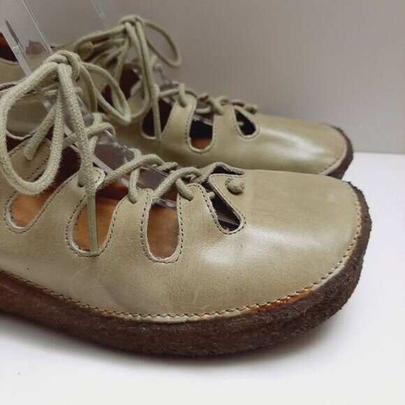 GROUNDHOG Ashland Chunky Gum Sole Lace-Up Square Toe Boho Shoes Sage Green Sz 6 - Picture 3 of 16
